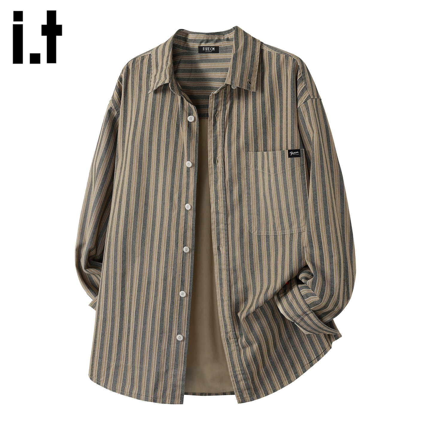 it :5cm/FIVECM复古条纹美式潮牌长袖衬衫男2026春季宽松休闲衬衣