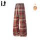 5cm FIVECM红色格子毛呢加绒休闲裤 男女2025冬季 宽松直筒长裤