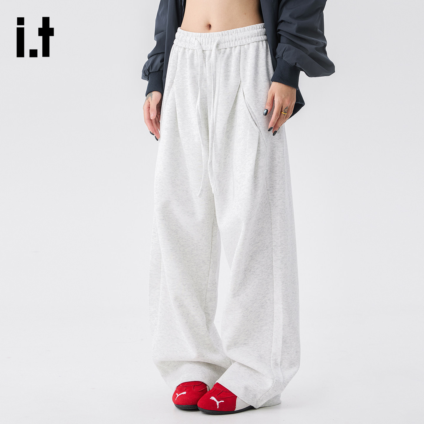 it FIVECM美式褶皱宽松卫裤男款2026春夏季直筒阔腿休闲长裤