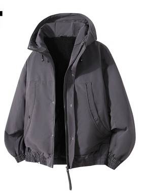 it :5cm/FIVECM灰色潮牌防寒保暖棉服连帽外套男秋冬防风工装夹克