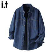 5cm FIVECM春季 新款 牛仔休闲衬衫 男宽松简约百搭青年复古衬衣