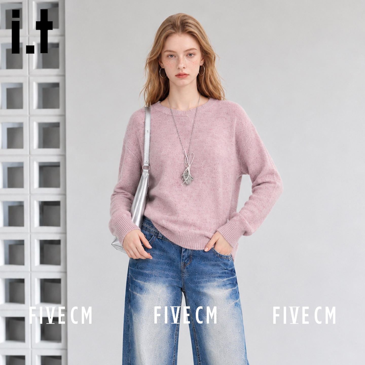 itFIVECM秋季圆领羊毛毛衣女