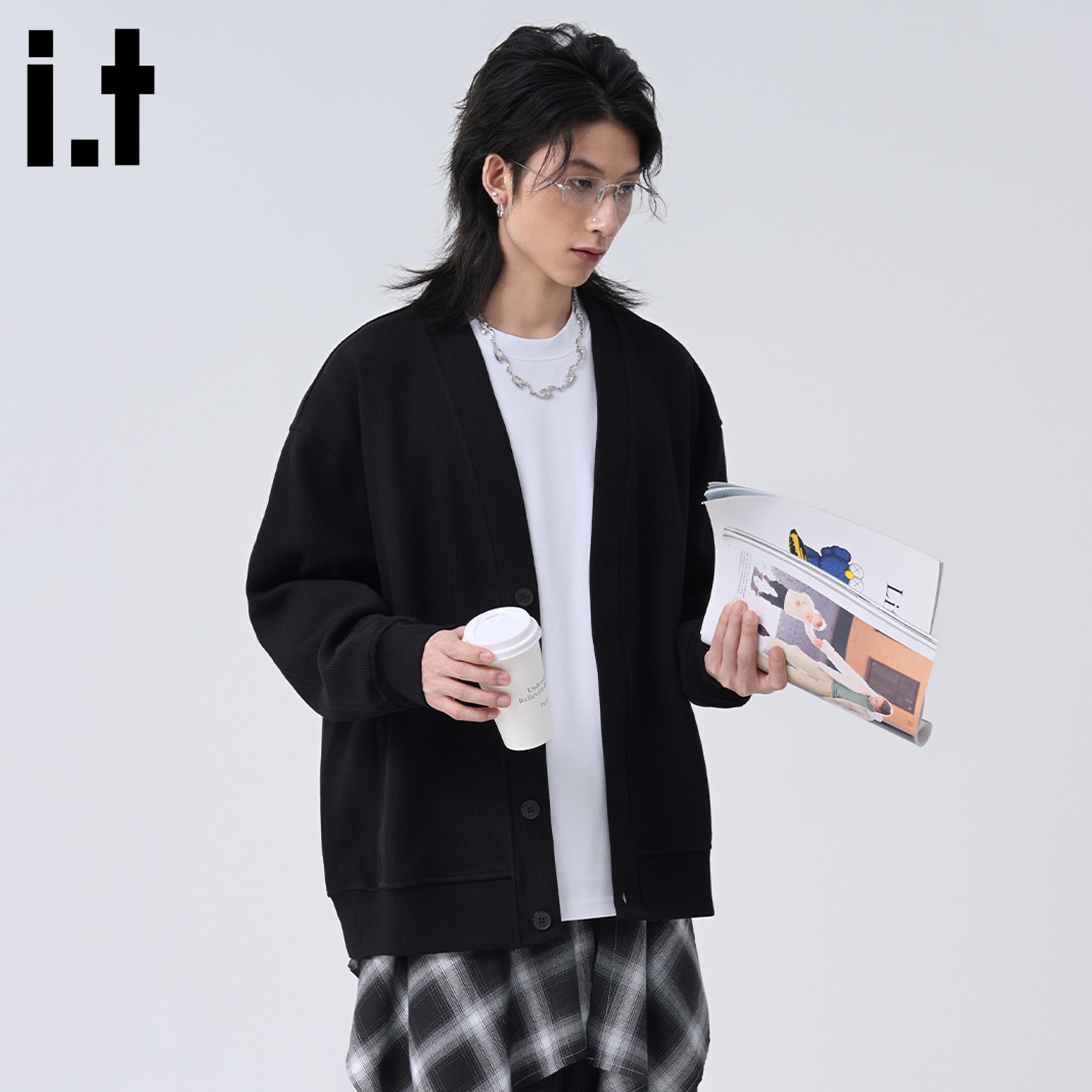 it:5cm/FIVECM官方正品青年v领长袖开衫卫衣套男士新款秋宽松外套