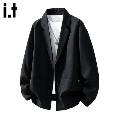 IT'S5cm黑色高级感翻领休闲