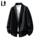 2026春季 外套男士 FIVECM黑色高级感翻领休闲西装 宽松上衣 5cm