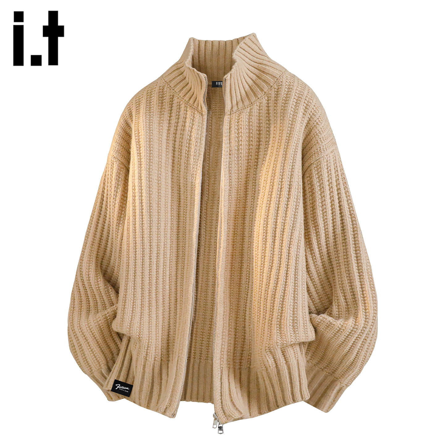it :5cm/FIVECM重磅半高领毛衣秋冬季美式复古宽松保暖条纹针织衫,男装,针织衫/毛衣,淘宝优惠券,粉丝福利购,淘宝优惠卷