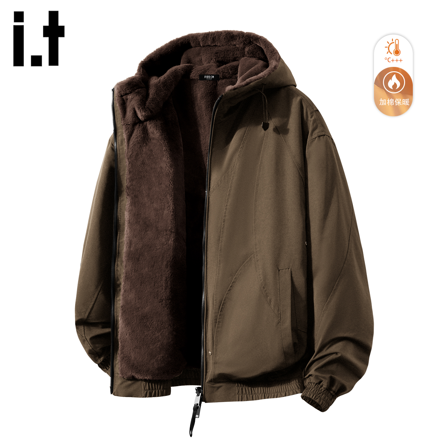 座山雕毛绒双见面穿棉衣外套