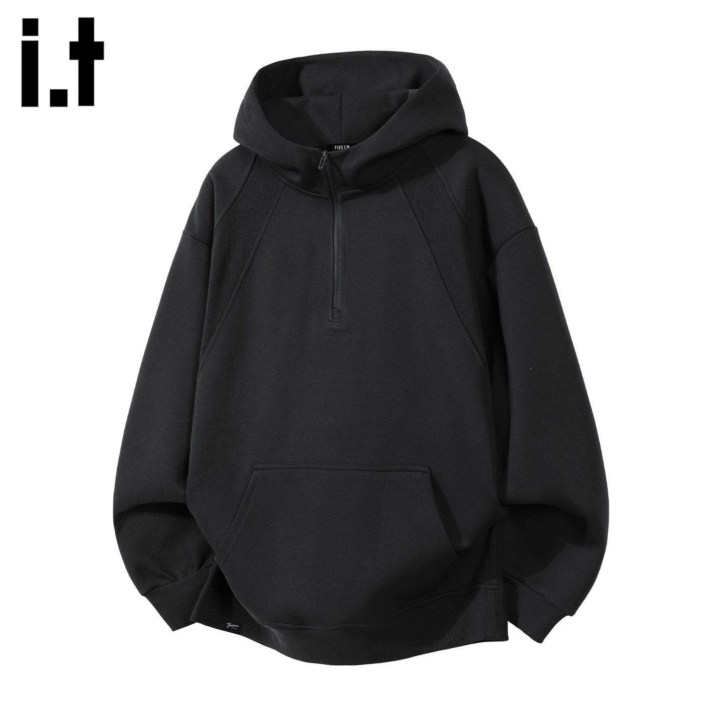 it :5cm/FIVECM高级感半拉链连帽卫衣男2025新款黑色休闲宽松上衣