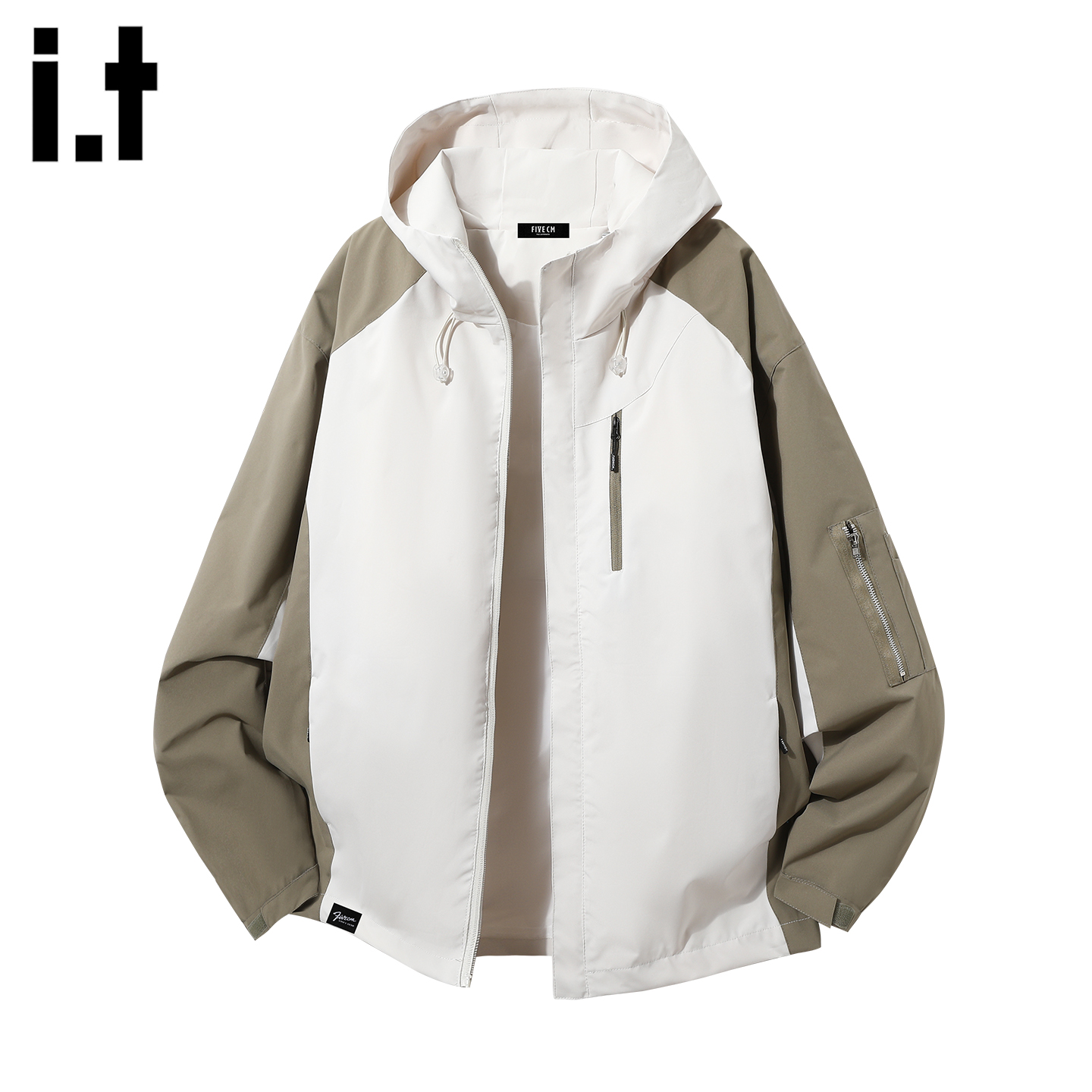 it设计感撞色连帽外套男款