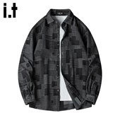 5cm 男士 FIVECM官方正品 黑色格子长袖 衬衫 2025春秋季 外套上衣