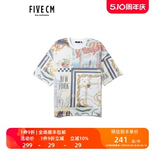 5cm/FIVECM男装短袖T恤春夏摩登复古满幅印花 1113S2I