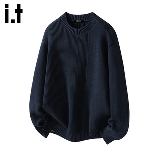 休闲宽松针织衫 2025秋冬季 FIVECM设计感圆领套头毛衣男款 5cm