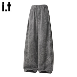宽松阔腿直筒长裤 男女2025秋冬新款 FIVECM加厚条纹休闲裤 5cm