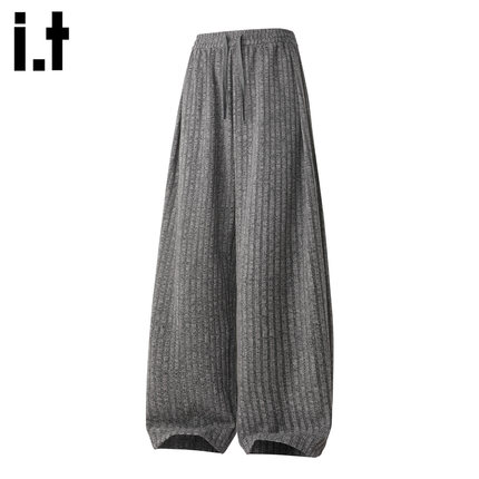 it :5cm/FIVECM加厚条纹休闲裤男女2025秋冬新款宽松阔腿直筒长裤