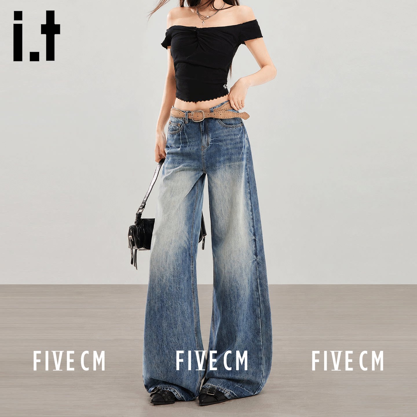 itFIVECM美式显瘦垂坠拖地裤