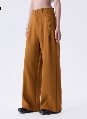 it :5cm/FIVECM橙色宽松西裤休闲西装裤女2025新款秋季阔腿裤长裤