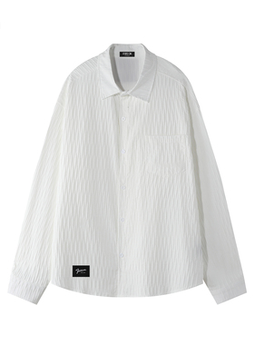 it :5cm/FIVECM白色肌理感长袖翻领衬衫男士2025新款春秋宽松上衣