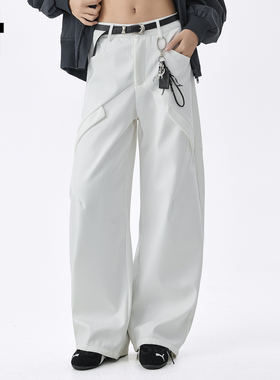 it :5cm/FIVECM白色设计感西装裤垂坠感阔腿裤女2025秋季宽松长裤