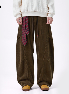 it :5cm/FIVECM灯芯绒弯刀裤男士2025秋季宽松休闲阔腿潮流长裤