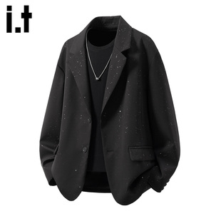it :5cm/FIVECM亮片设计西装外套男款2025秋冬季休闲百搭宽松西服