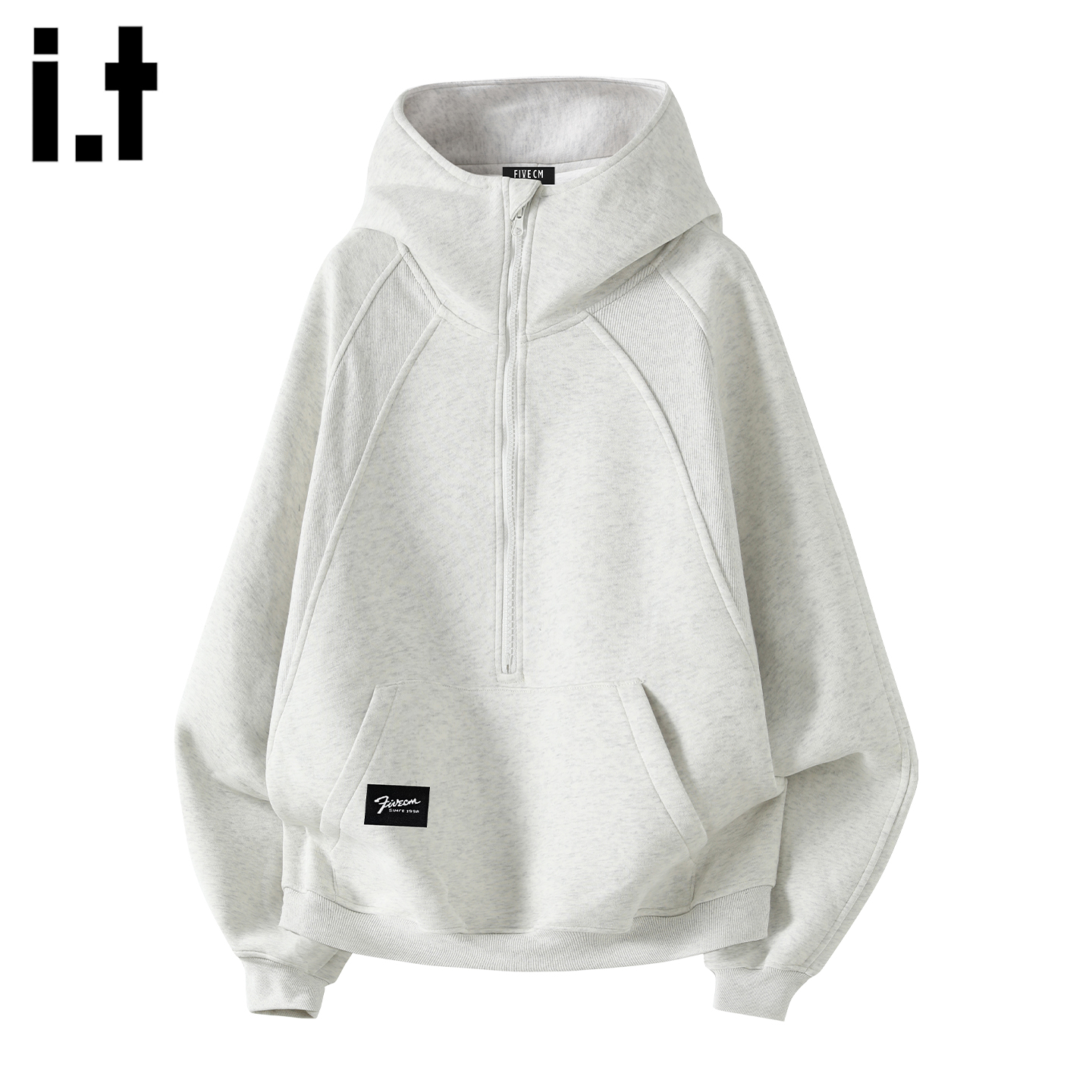 潮牌半拉链立领连帽卫衣