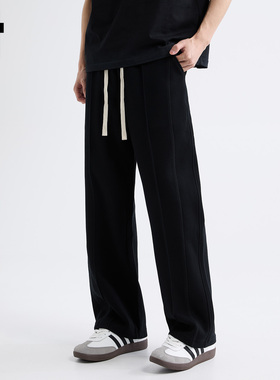it :5cm/FIVECM黑色松紧腰抽绳休闲裤直筒裤男女2025新款夏季长裤
