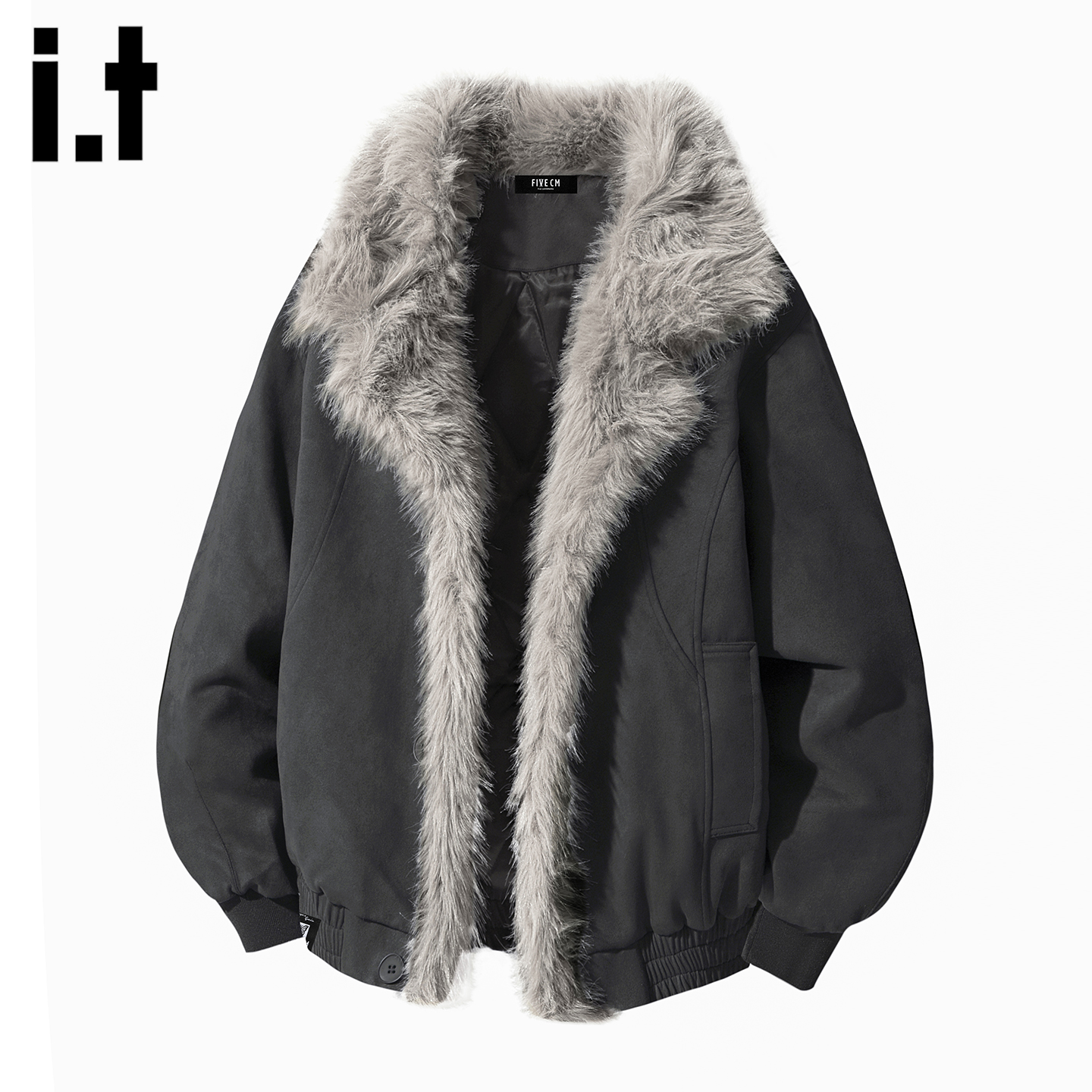 春秋新款美式大毛领夹棉棉衣外套