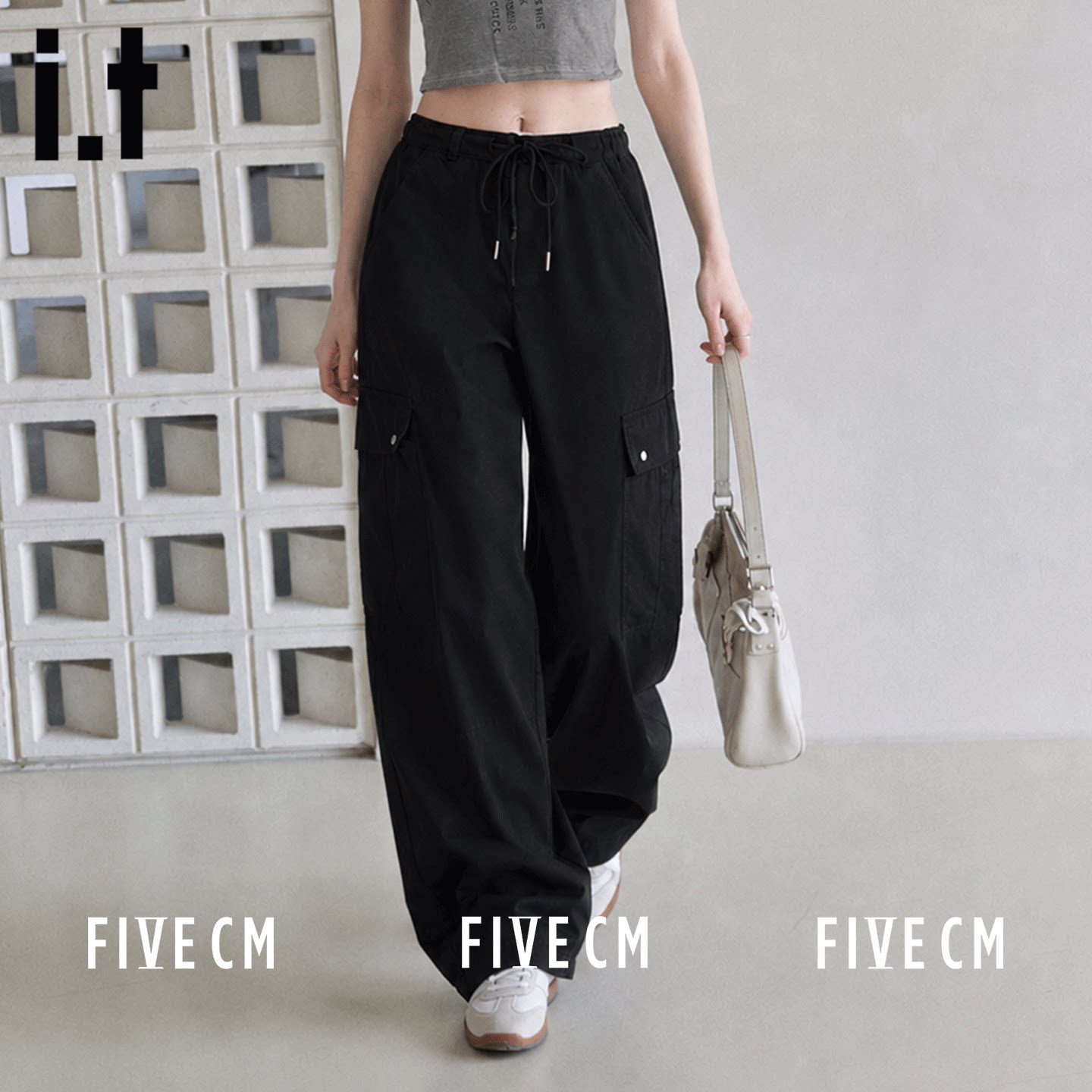 itFIVECM高腰阔腿卫裤女