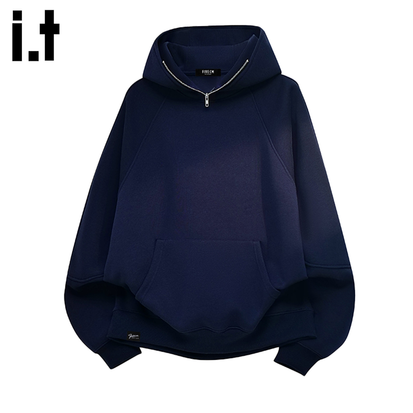 it :5cm/FIVECM半拉链高领连帽卫衣男女重磅宽松美式潮牌纯色帽衫