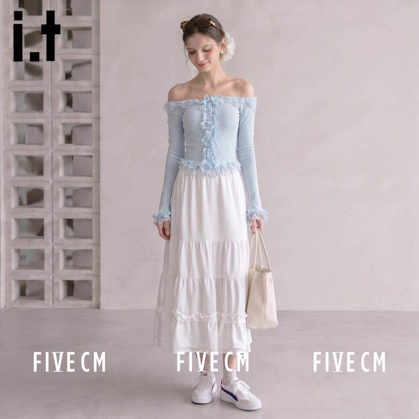 itFIVECM少女感白色半身裙女