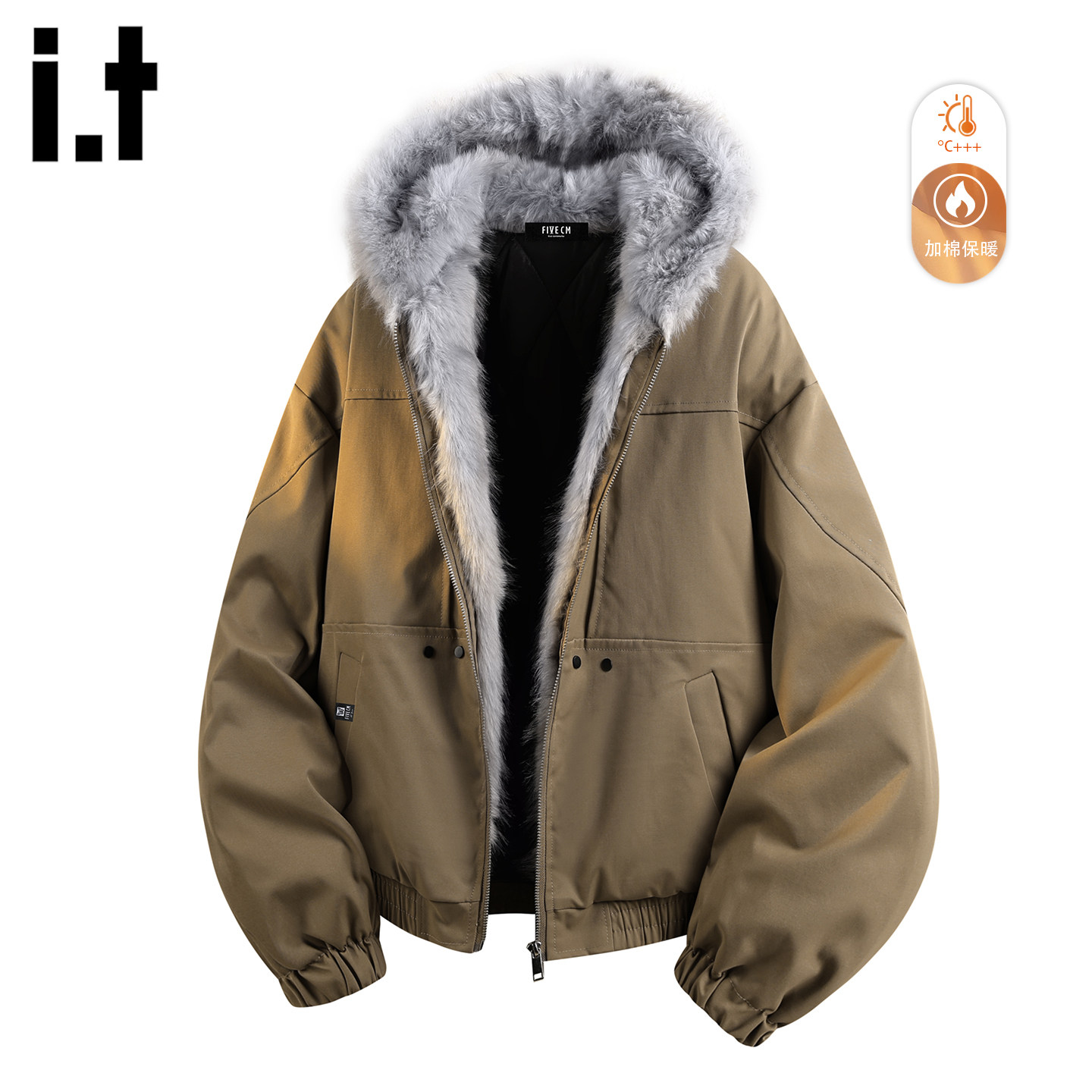 it :5cm/FIVECM座山雕毛领棉服外套男士2025冬季时尚加绒棉衣保暖,男装,棉衣,淘宝优惠券,粉丝福利购,淘宝优惠卷