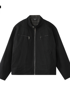 it :5cm/FIVECM黑色立领拉链短款夹克外套男士2025新款秋机车外衣