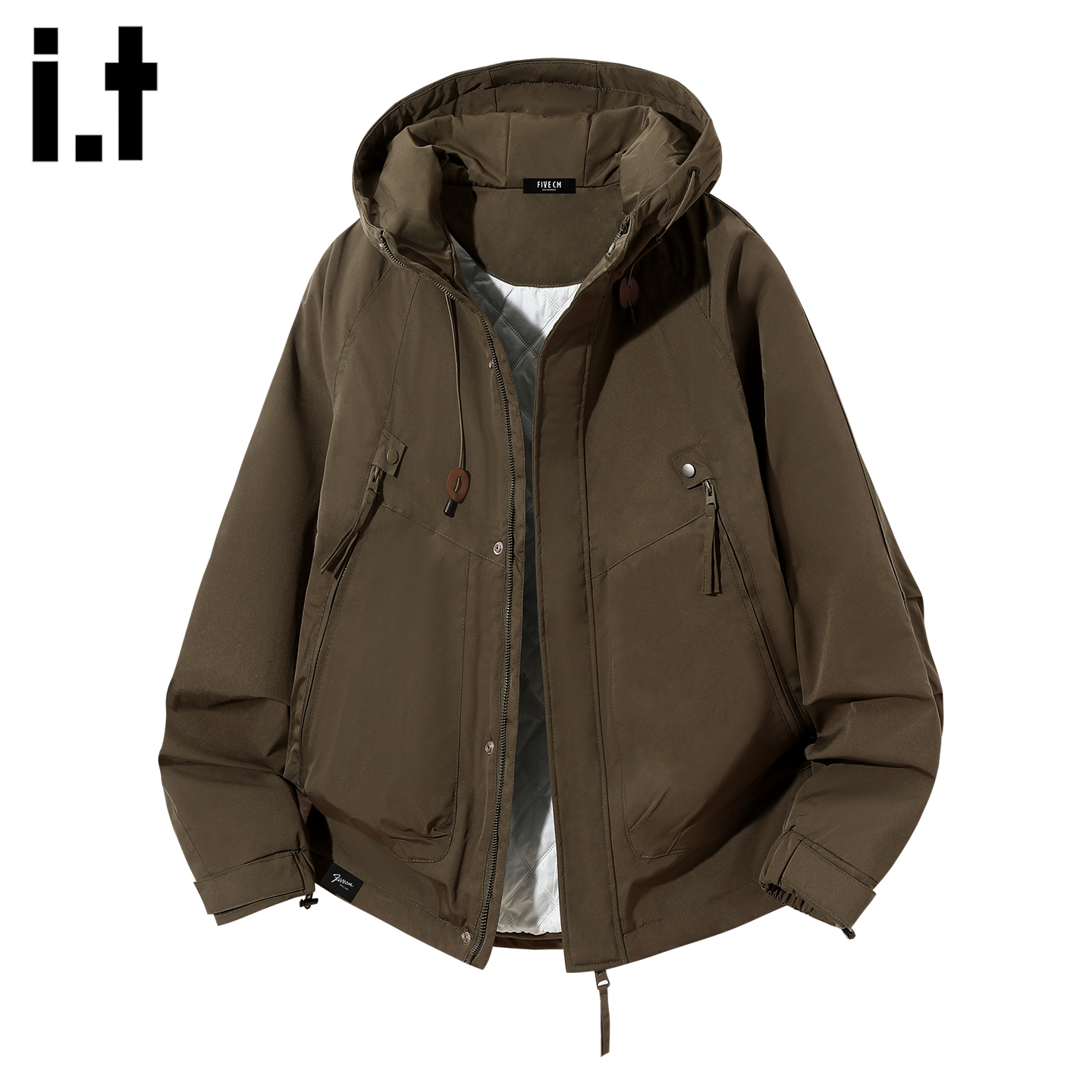 复古连帽冲锋衣外套男士2025秋冬