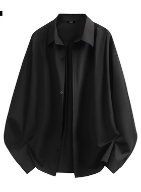 it :5cm/FIVECM青年痞帅黑色垂感长袖衬衫男士2025春秋高级感上衣