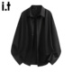 5cm FIVECM青年痞帅黑色垂感长袖 衬衫 男士 2025春秋高级感上衣