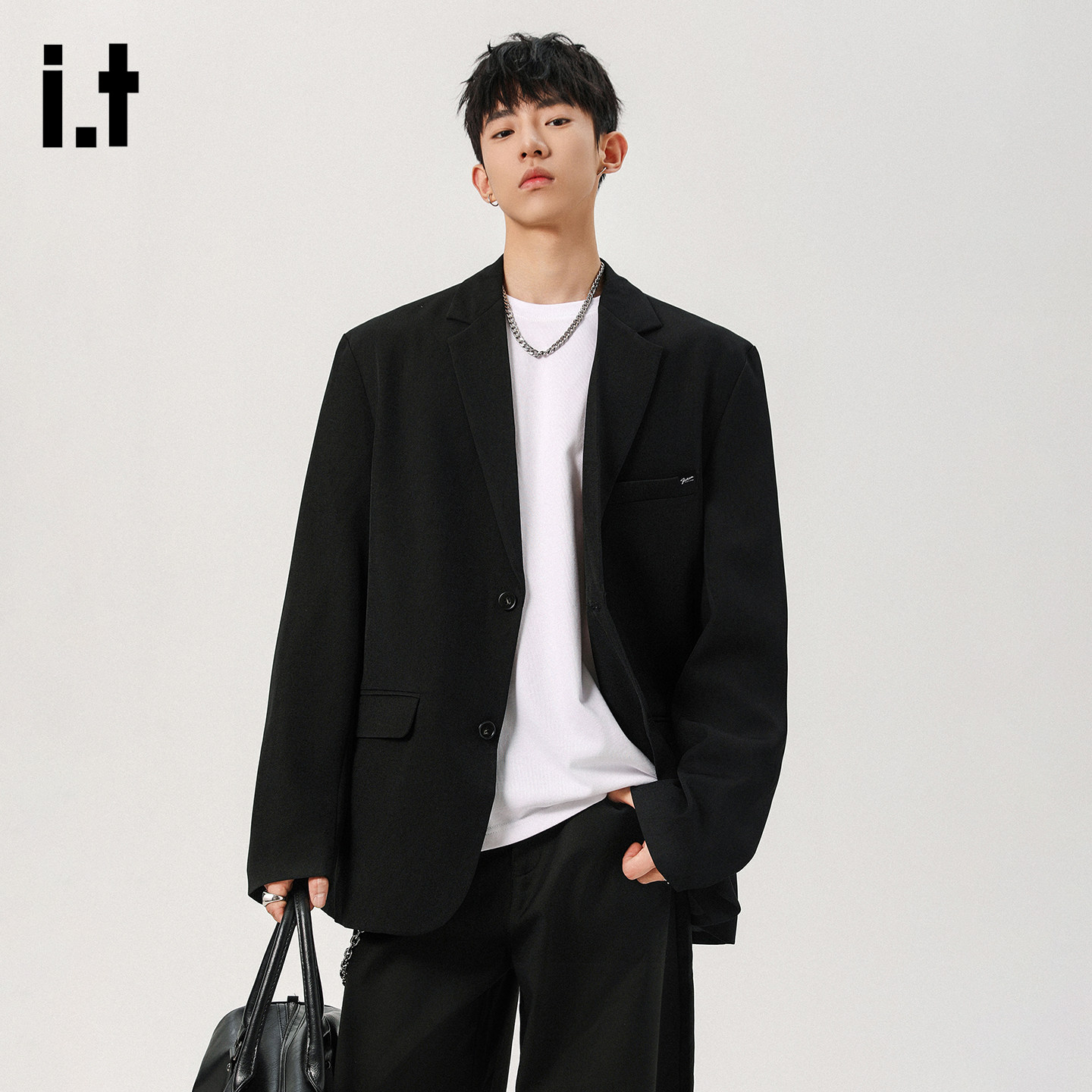 it :5cm/FIVECM高级感黑色西装外套男士春季美式痞帅单排扣小西服