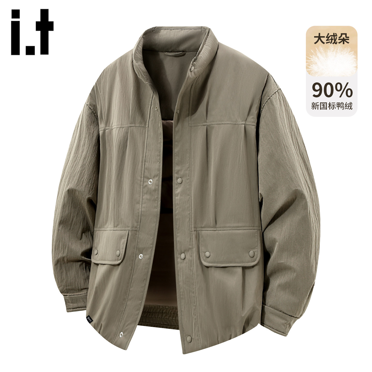 it :5cm/FIVECM复古立领羽绒服男款2025新款冬季工装加绒夹克外套