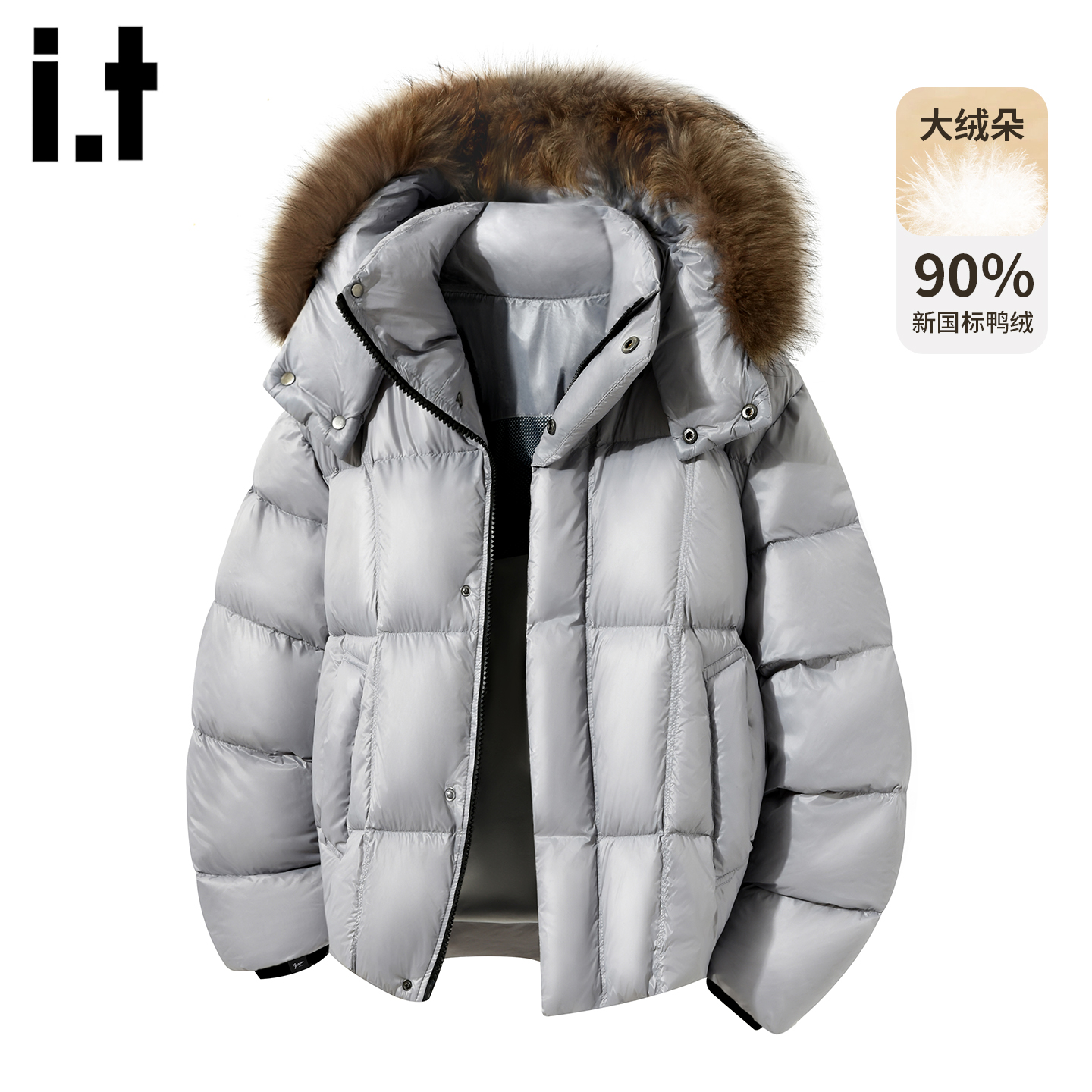 潮牌毛领羽绒服外套加厚