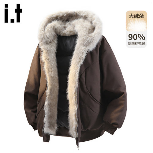 it5cm潮流座山雕连帽羽绒服外套