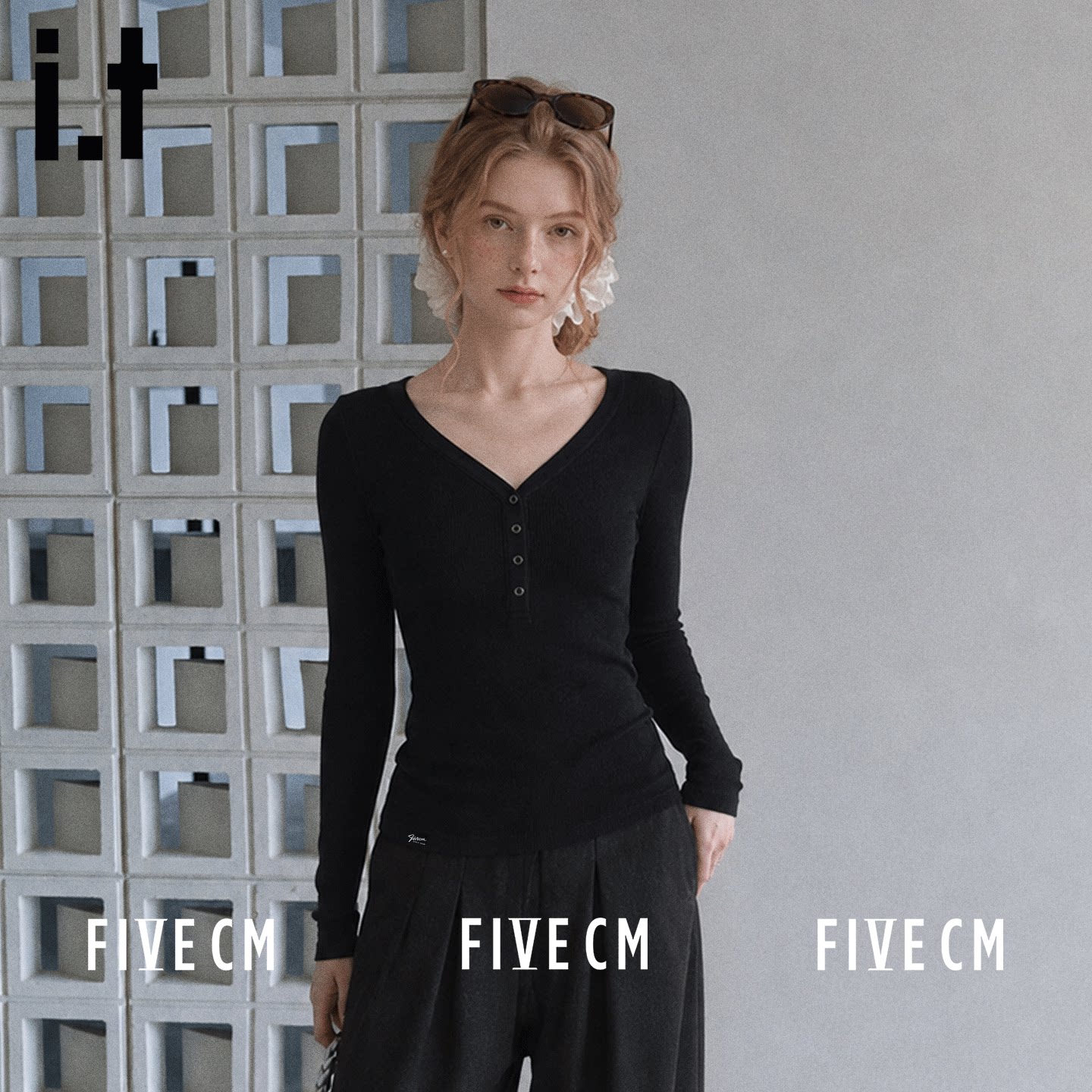 itFIVECM秋季新款修身长袖T恤女