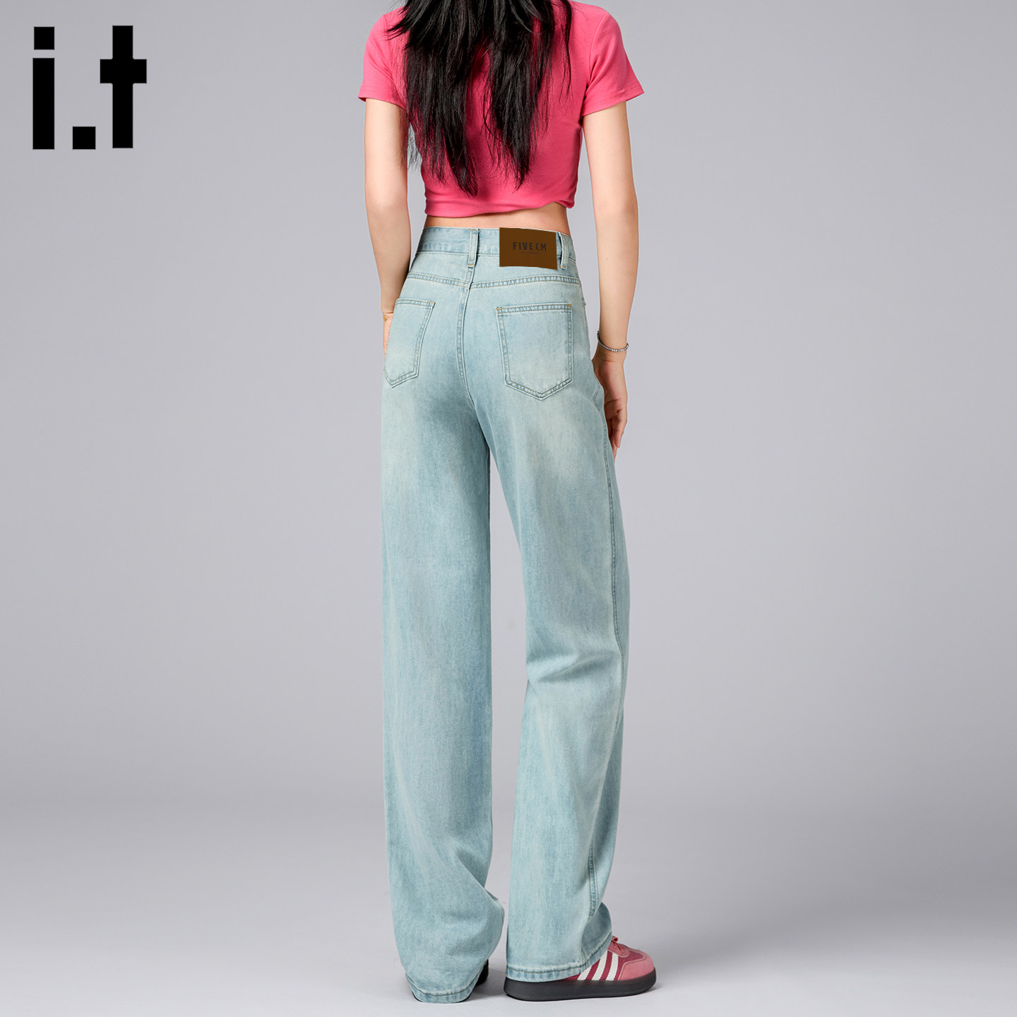 itFIVECM高腰直筒牛仔裤女