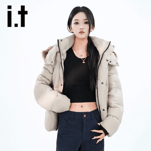 it :5cm/FIVECM复古大毛领连帽羽绒服男士2025冬季白鸭绒保暖外套