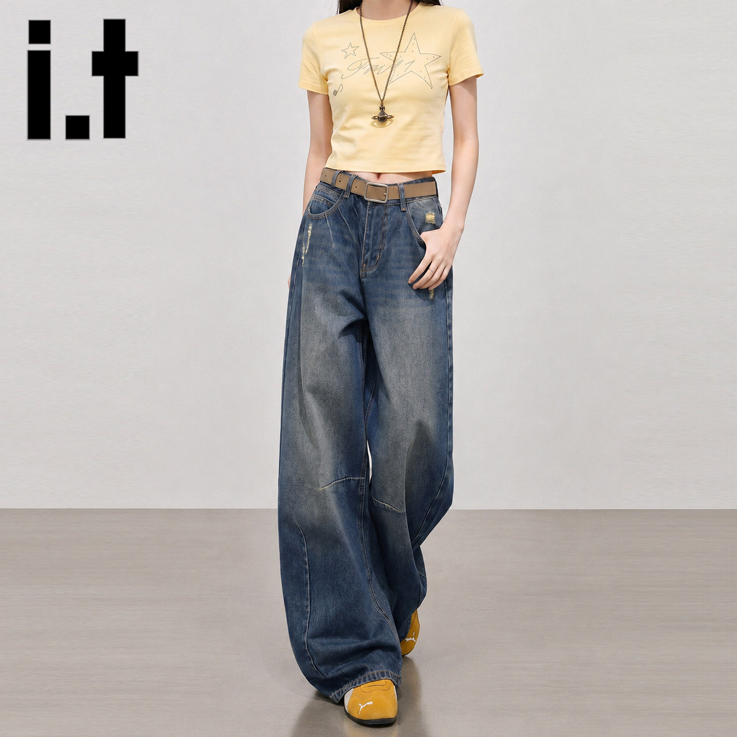 itFIVECM阔腿牛仔裤女