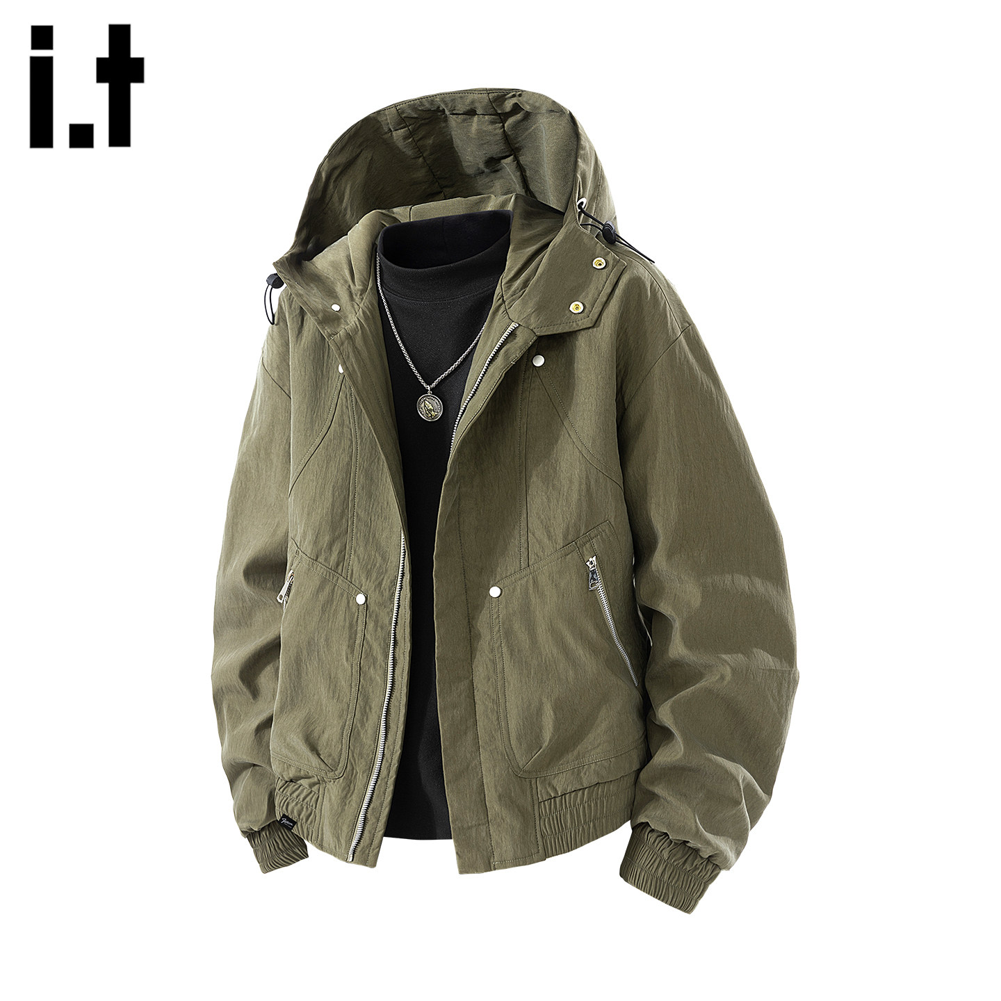 it :5cm/FIVECM美式工装连帽老钱风夹克外套男高质感痞帅做旧风衣