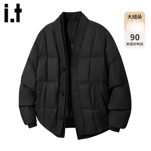 冬季 加厚羽绒服男士 FIVECM黑色新中式 90白鸭绒保暖外套潮 5cm