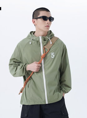 it :5cm/FIVECM绿色连帽轻薄透气防晒服男士2025夏宽松防晒衣外套