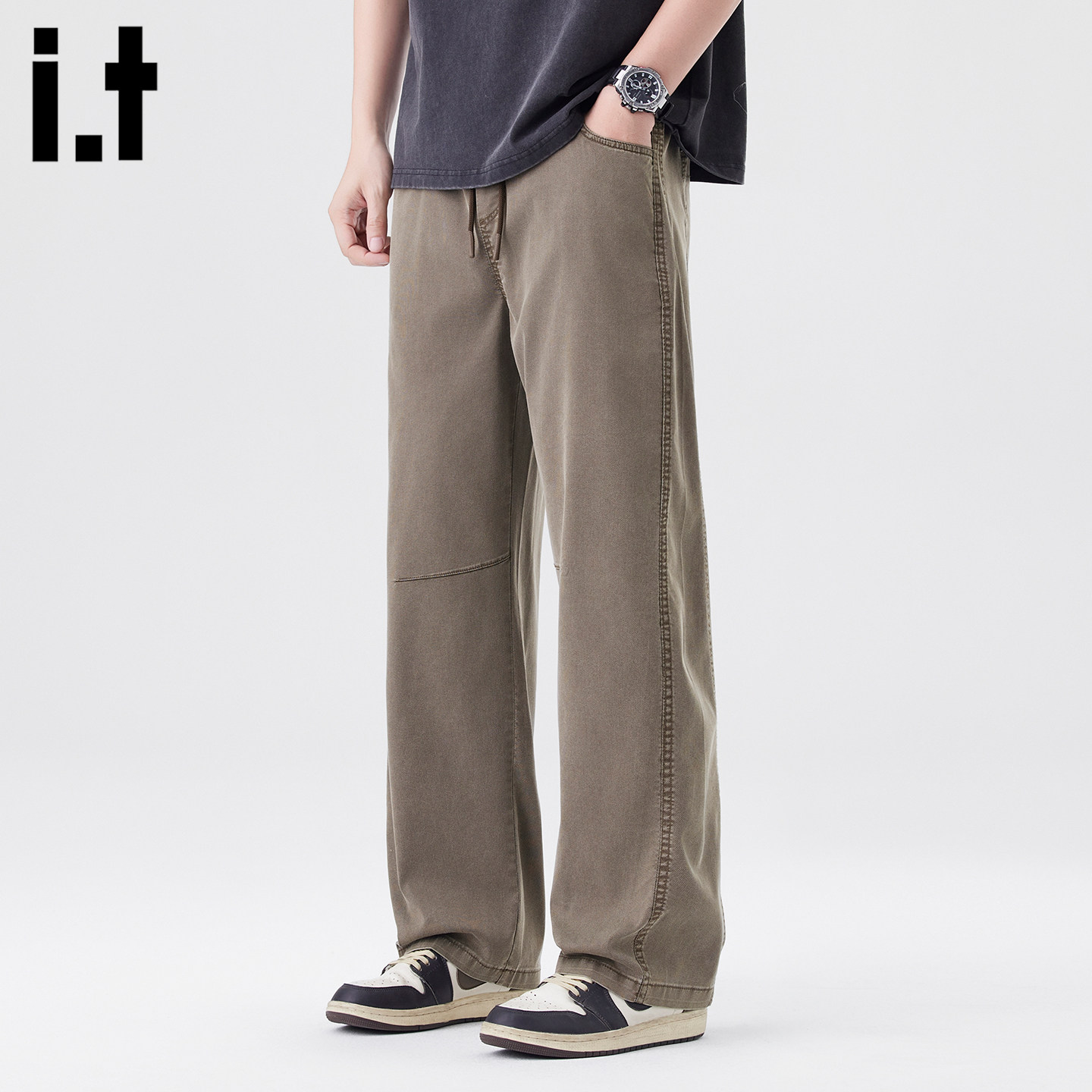 it :5cm/FIVECM美式复古阔腿裤男士慵懒风夏季潮流宽松垂感拖地裤