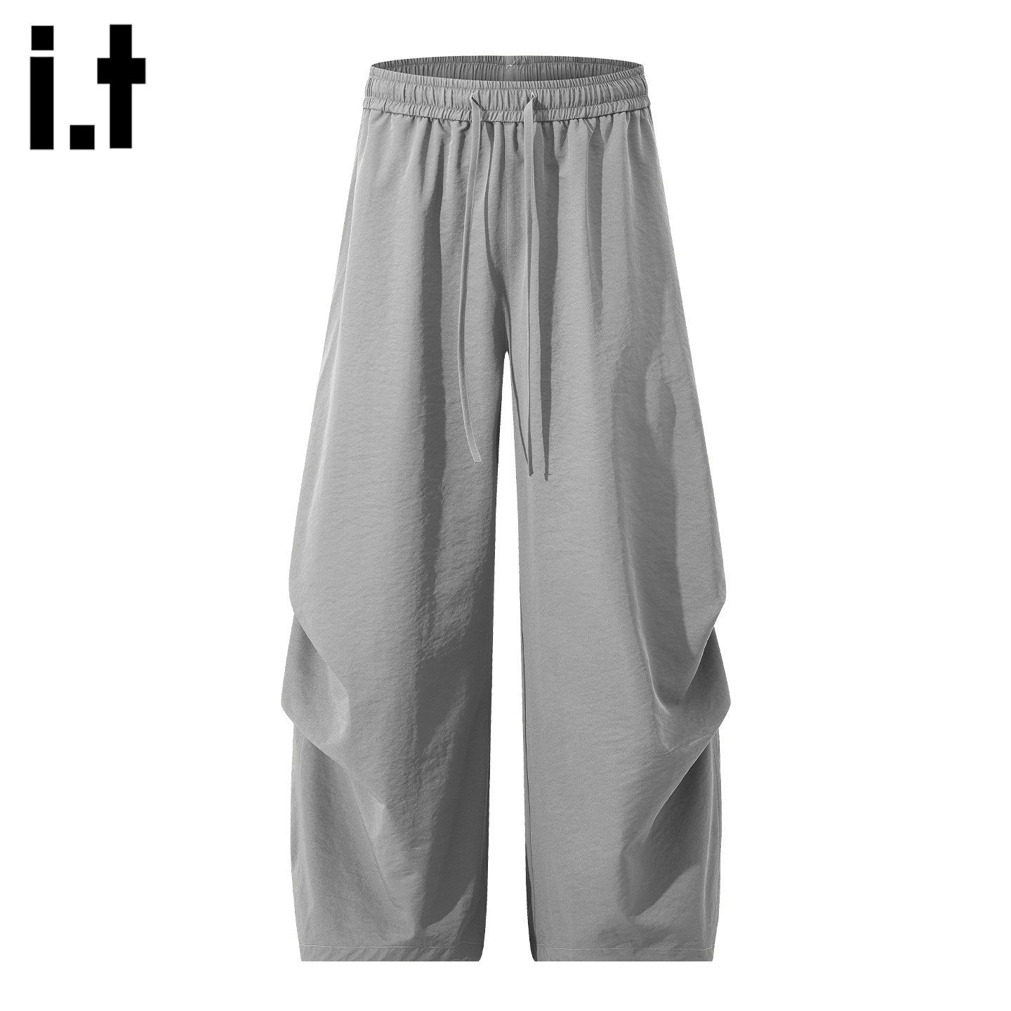 it :5cm/FIVECM春季慵懒风纯色弯刀休闲裤男宽松百搭阔腿系绳长裤