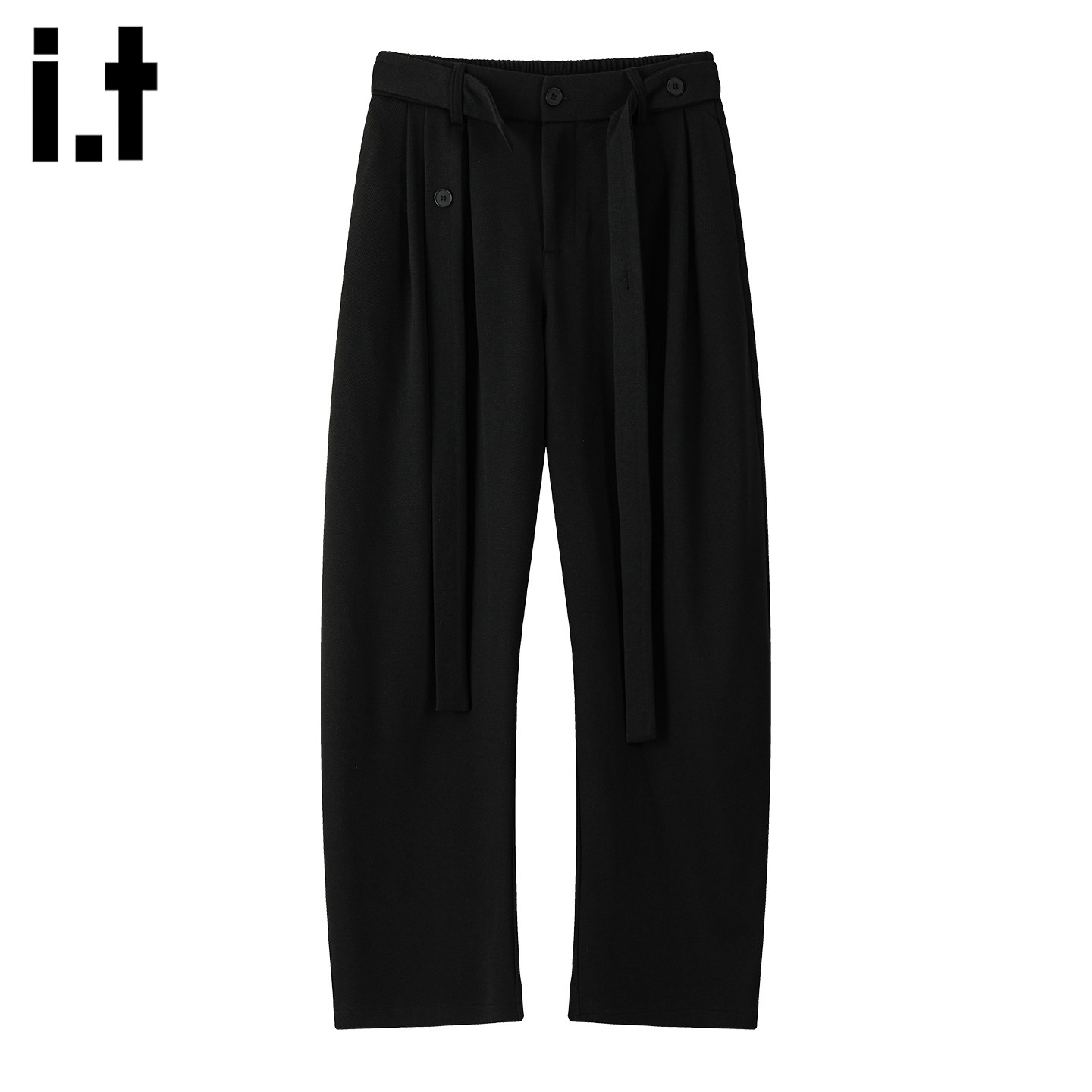 it :5cm/FIVECM黑色飘带西装裤男款2025春秋季宽松直筒垂感休闲裤