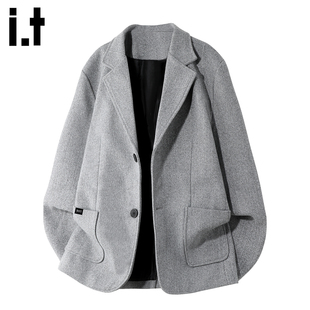 it :5cm/FIVECM高级感西装领毛呢大衣男士2025冬季宽松呢子外套潮